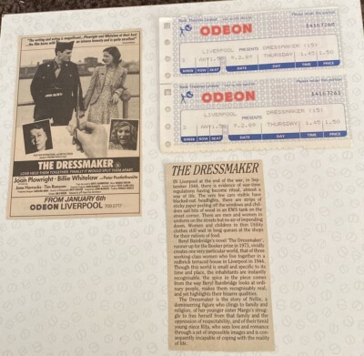 Liverpool - Odeon Cinema - The Dressmaker - Tickets and press cutting -1989 (E3)