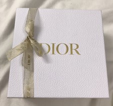 DIOR WHITE EMPTY GIFT BOX AUTHENTIC 8 1/2 X 8 1/2 X 4 WITH GOLD J ADORE GWP