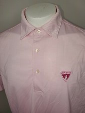 Donald Ross Mens Worcester Golf Polo Shirt Size Large Pink Stripe Massachusetts
