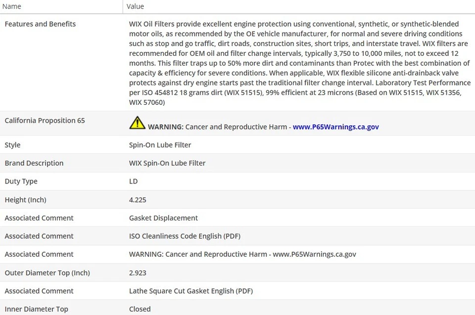 Filtro de aceite tipo OEM WIX para Land Rover Range Rover Sport 2006-2009 V8-4,2 L Foto 3 de 4