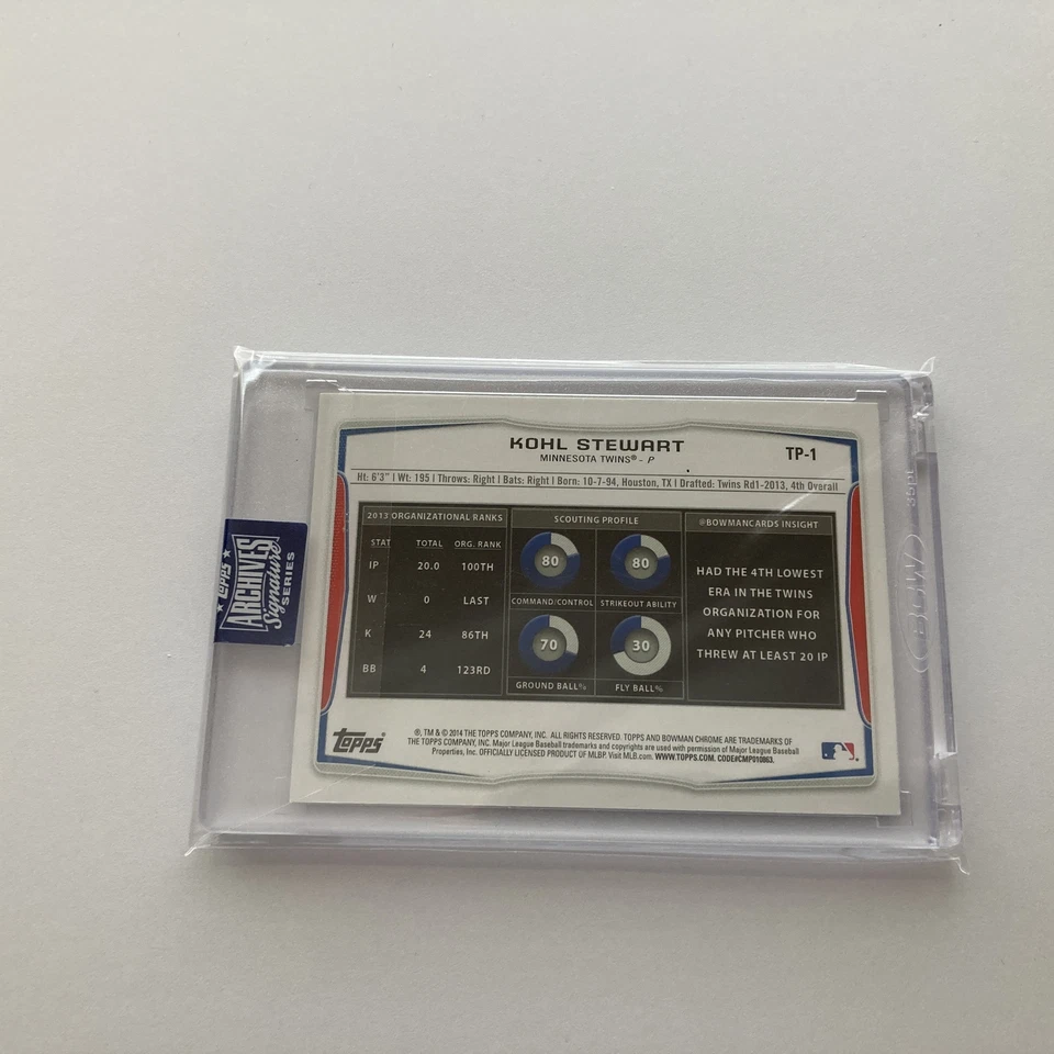 Карта лучника с автографом Коля Стюарта 2020 Topps Archives Signature Series #TP-1 1/1 - Изображение 2 из 2