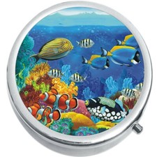 Underwater Scene Fishes Medicine Vitamin Pill Box