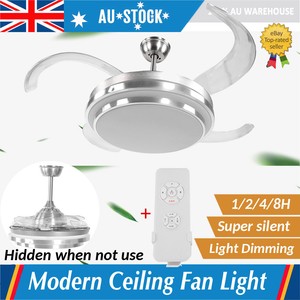 42 Retractable Blade Hidden Ceiling Fan Light With Remote Control