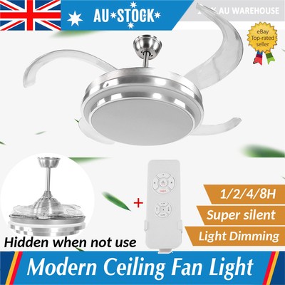 42 Retractable Blade Hidden Ceiling Fan Light With Remote Control