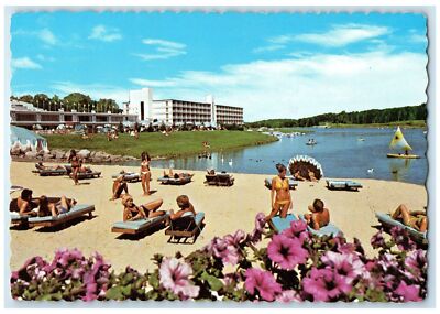 1980 The Sandy Beach At Mount Airy Lodge Mount Pocono PA Round Resort Postcard