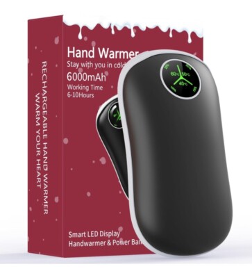 Handwärmer Wiederaufladbar, Wiederverwendbar 6000mAh Elektrischer Handwärmer, 3 Stufen - Grau