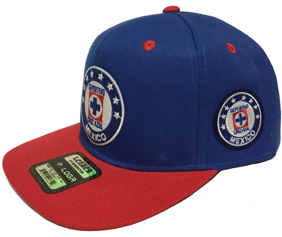 DEPORTIVO CRUZ AZUL MEXICO SOCCER 2 LOGOS HAT ROYAL RED SNAPBACK ADJUSTABLE - Image 2 of 3
