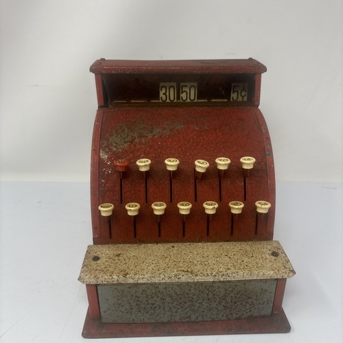 Vintage Tom Thumb Metal Toy Cash Register - Red - 1950's Child's Toy