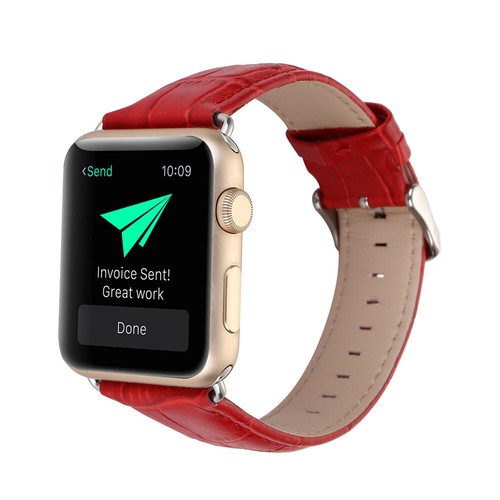 Crocodile Pattern Leather Band Strap for Apple Watch 9 8 7 6 5 SE 40/44/41/45mm - Picture 7 of 23