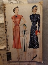 VTG 1930s Dresses Simplicity 2749 Sewing 15 Pattern Sz 14 32 - APPEARS UNUSED