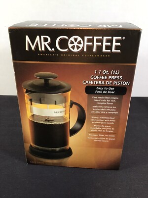 Mr Coffee French Press Brews Glass Carafe Stainless Steel Espresso