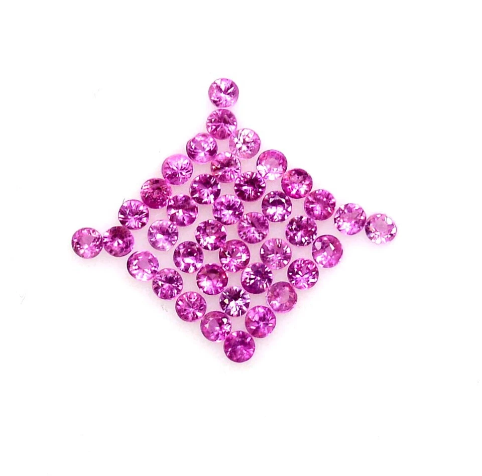 50 Pcs Natural Pink Ceylon Sapphire Round Cut Loose Gemstone GIT Certified AAA+ - Image 3 of 4