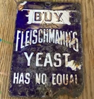 Vintage Porcelain Fleischmann’s Yeast Door Push Sign General Store