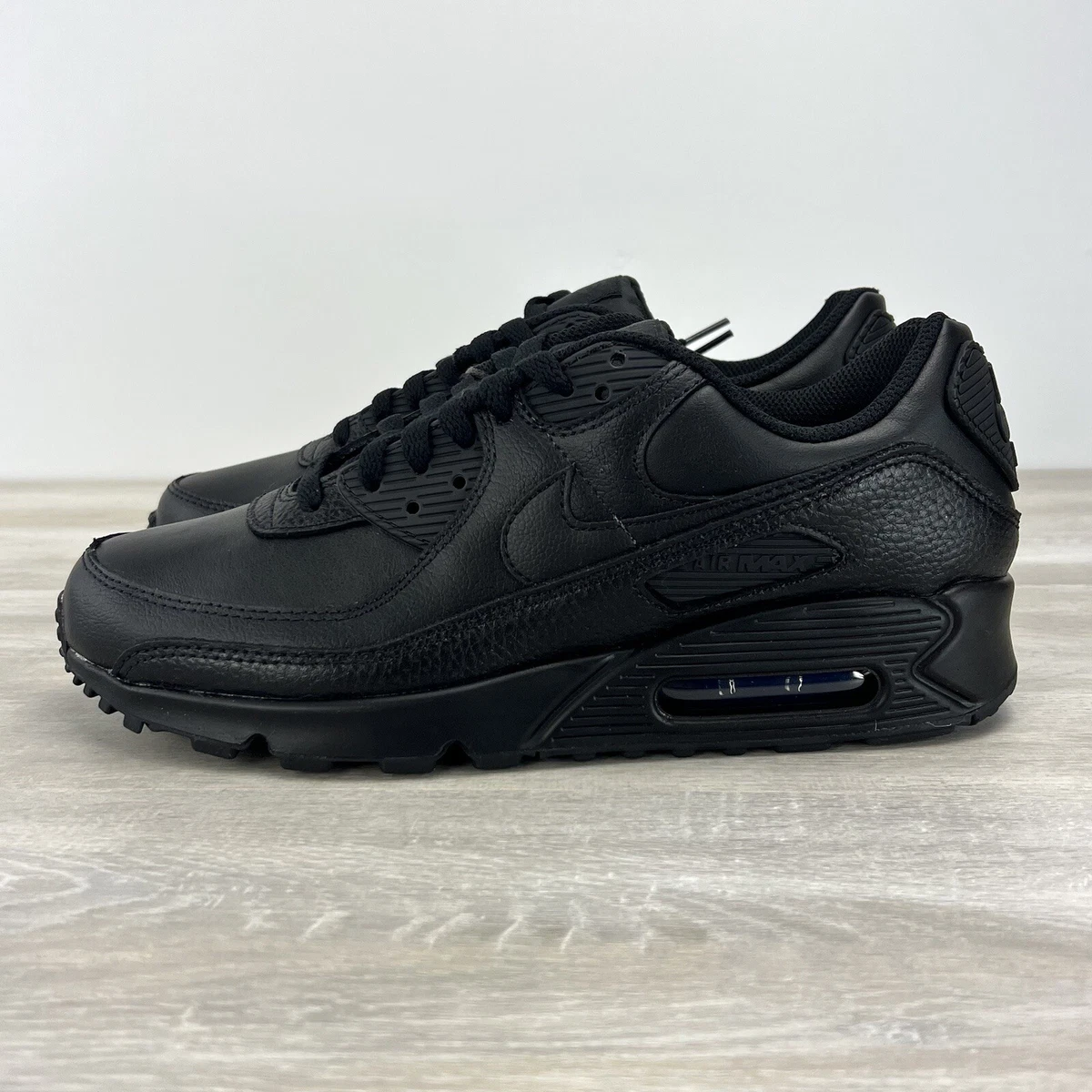 Nike Air Max 90 Leather Black Classic 90s Shoes Sneakers New Mens