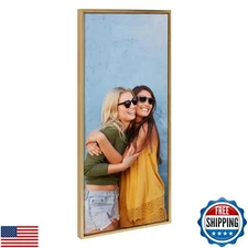 Kate and Laurel Custom Printed Framed Canvas Wall Art, 18x40 Bright Gold, Syl