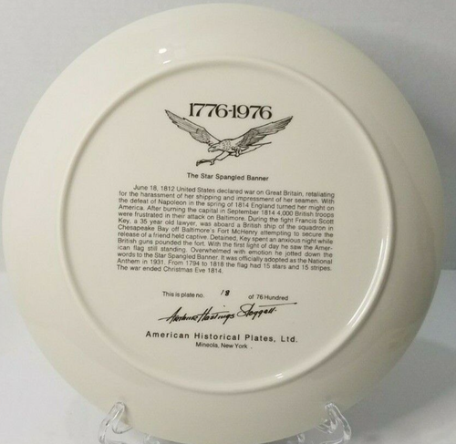 American Historical Vintage Collectors Plate - 1776-1976 - Star Spangled Banner - Picture 4 of 8