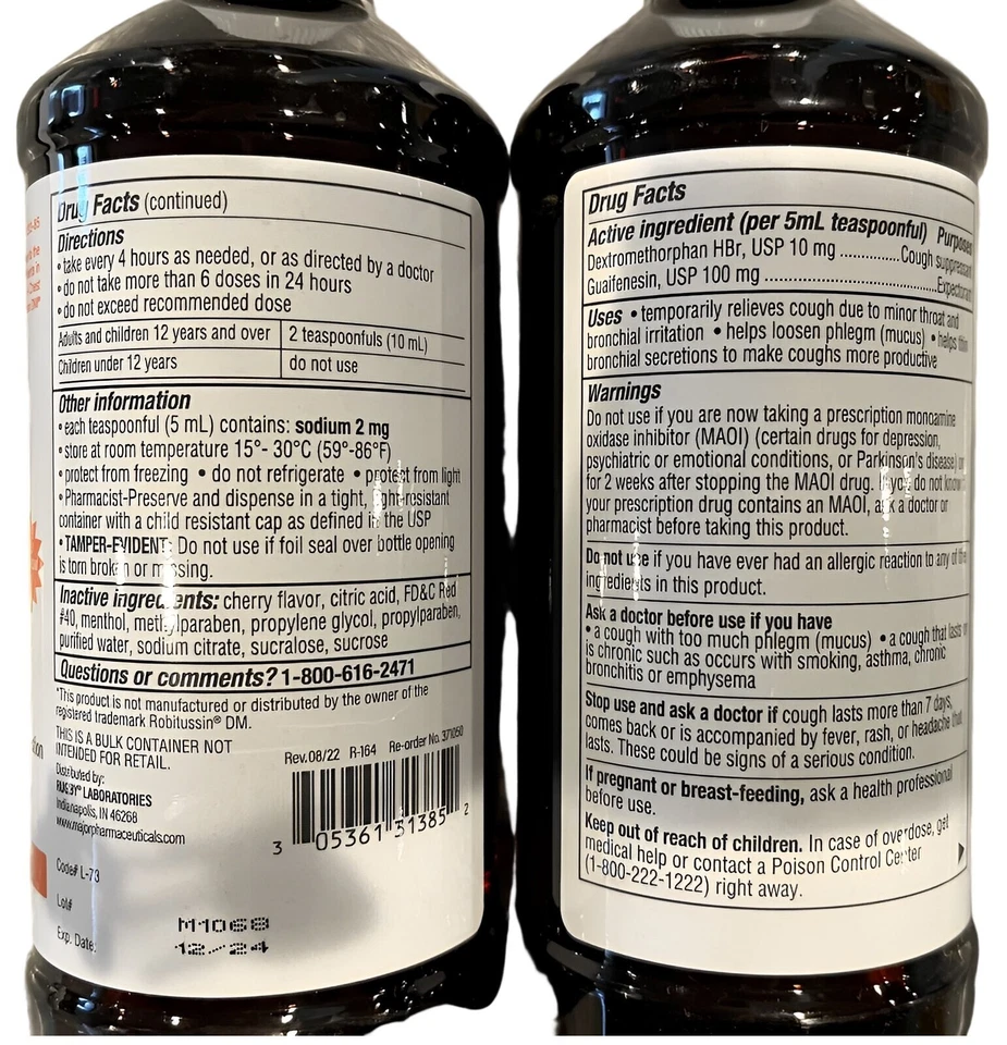 Jarabe para tos y congestión Rugby Chest Congestion DM 16 oz (2 botellas) -- Foto 2 de 2