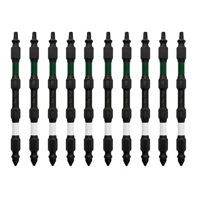 10pc 4'' SQ1+PH1 Double Ended Impact Screwdriver Bits Magnetic Tips