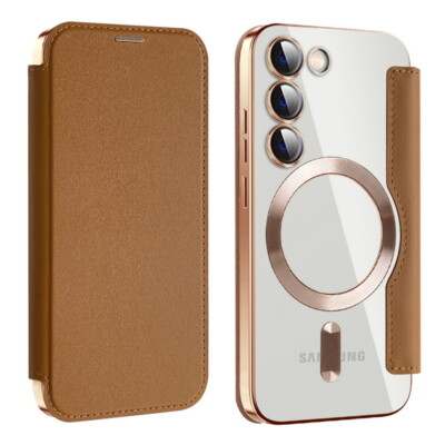 Für Samsung Galaxy S25 S24 S26 Ultra S23 Plating Magnetic Flip Leder Tasche Case