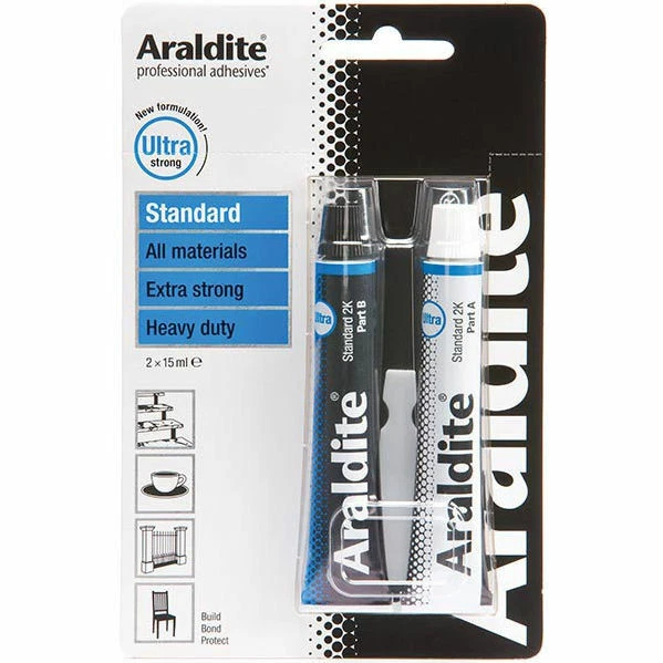 Araldite Ultra Standard 15ml Tubi Colla Epossidica Adesiva Lenta Regolabile Forte