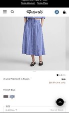 NWT Madewell A-Line Midi Skirt in Poplin