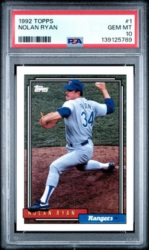1992 TOPPS NOLAN RYAN #1 * RANGERS * HOF * GEM MINT PSA 10 *