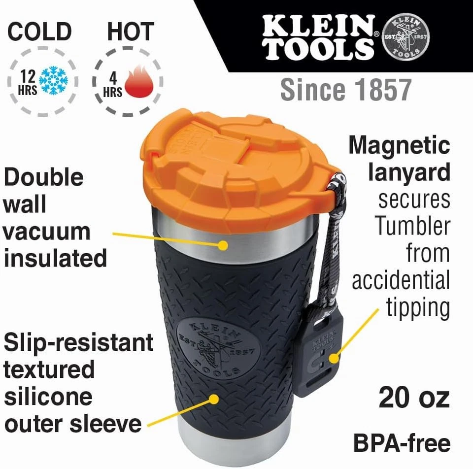 Vaso de acero inoxidable Klein Tools 55580 1 unidad (paquete de 1), negro/naranja Foto 2 de 4