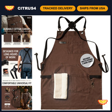 Chef BBQ Apron with Bottle Opener Hand Towel - 10oz Cotton Canvas, Cross Back