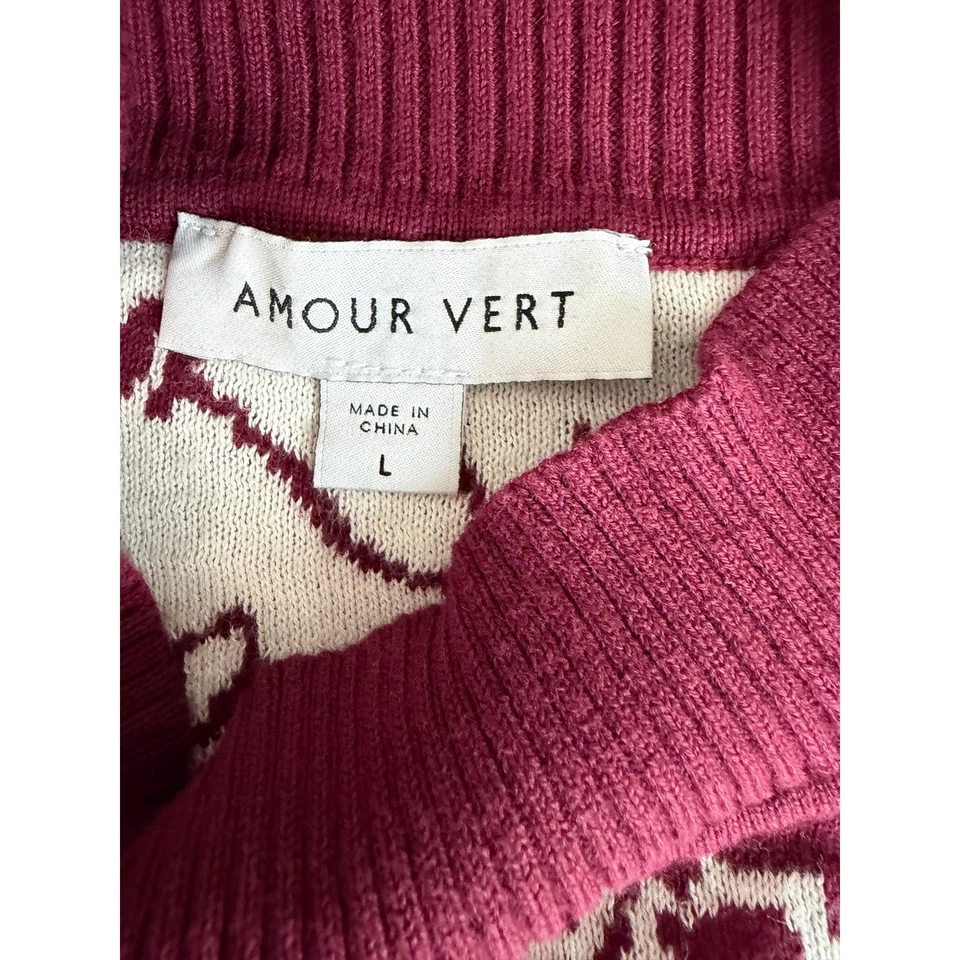 Amour Vert Mujer Algodón Orgánico Borgoña Suéter Boho Retro Talla L Relajado  Foto 4 de 4