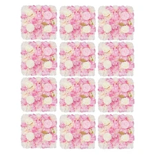 3D Flower Wall Panel-12pcs Artificial Flower Wall Background Silk Rose Wedding