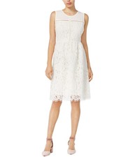 maison Jules Womens Lace Fit & Flare Dress, egret, 8