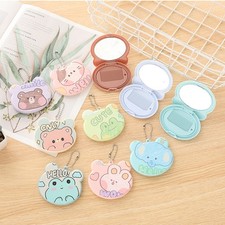 Cartoon Mini Comb With Mirror Portable Travel Comb Folding Plastic Bag Pendant