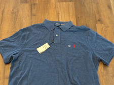 NWT Men's XL Polo Ralph Lauren Polo Shirt Blue Red Pony Iconic Mesh Classic Fit