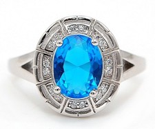 1CT Blue Topaz Topaz 925 Solid Sterling Silver Ring Jewelry Sz 8 IB2-7
