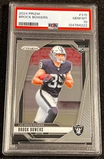 2024 Panini Prizm Brock Bowers Rookie #315 Las Vegas Raiders UGA PSA 10 GEM MINT