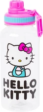 Sanrio Hello Kitty Twist Spout Plastic Bottle with Sticker Set, 32 Ounce