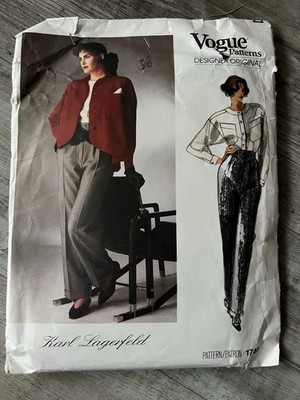 VOGUE Pattern 1748 Sz 10 Cropped Jacket High Waist Pants Blouse Karl Lagerfeld