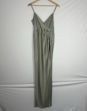 BHLDN Freya Satin Charmeuse Dress Moss Green Size 2 Green Anthropologie Bridal