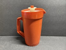 Vintage Tupperware Toys Tuppertoys Mini Pitcher 1399 5" Orange Push Button Lid