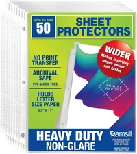 Heavy Duty Clear Sheet Protectors 8.5x11 Plastic Sleeves Acid-Free 3 Ring Binder