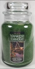 Yankee Candle TREE FARM FESTIVAL Large Jar 22 Oz Green Housewarmer New Wax