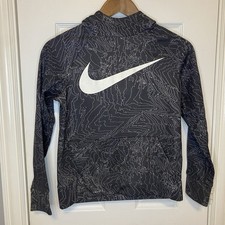 Nike Sweatshirt Boys Medium Dri Fit Logo Pullover Hoodie Long Sleeve Black