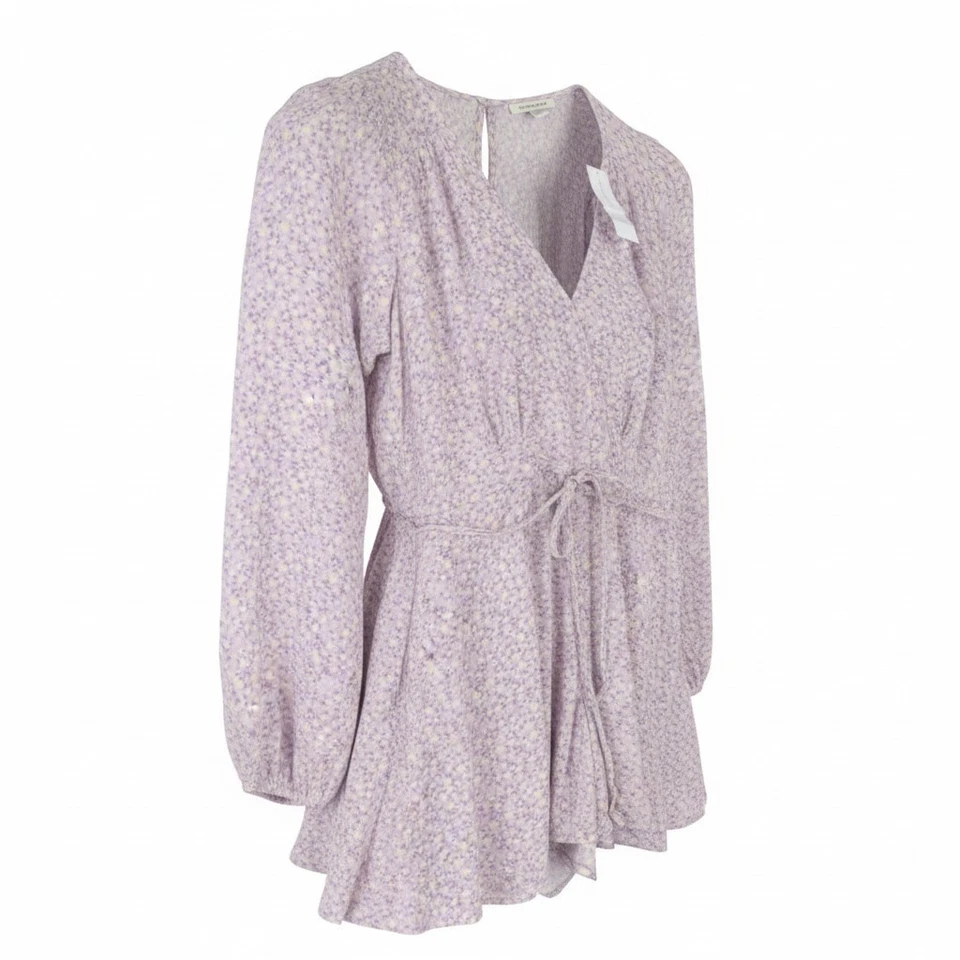 American Eagle Outfitters Damen Romper XS Lila Floral Print V-Ausschnitt Langarm - Bild 2 von 4