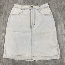 VTG 90S GAP USA MADE SPLIT BACK LIGHT WASH DENIM MIDI SKIRT STRAIGHT POCKETS 7/8