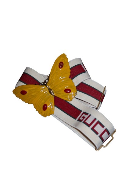 Gucci  Stripe Butterfly Elastic Buckle Belt 80/32
