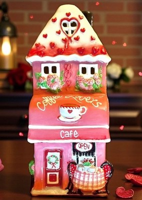 Blue Sky Clayworks COFFEE LOVERS CAFE Valentine Candle House NEW Auth Retailer