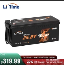 LiTime 24V 100Ah Bluetooth 5.0 Low Temp LiFePO4 Lithium Battery For Solar Marine