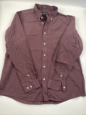 Eddie Bauer Shirt Mens XL Red Plaid Wrinkle Resistant Relaxed Fit Button Up