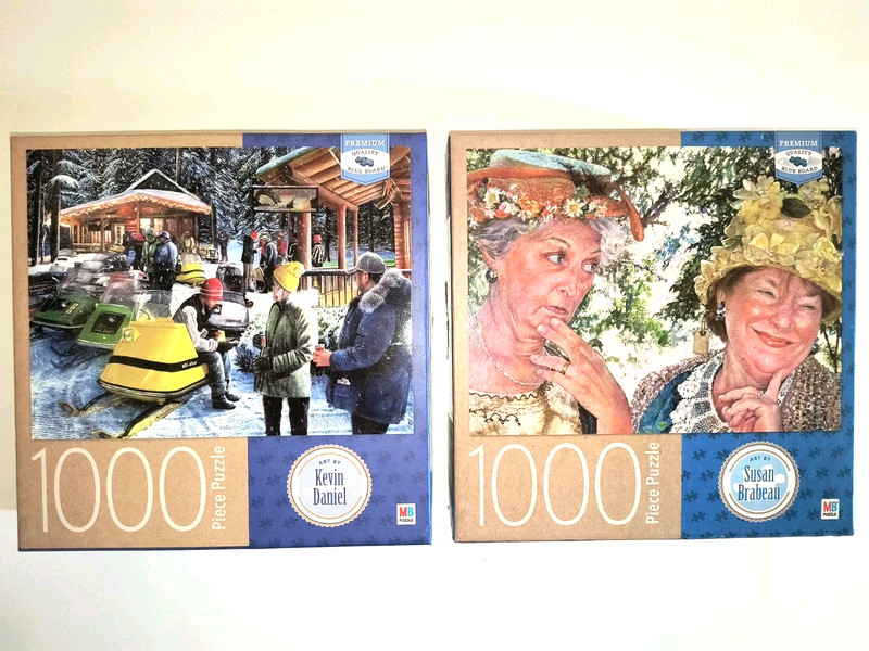 Lot Of 2 Milton Bradley Premium Quality Blueboard 1000 PC Puzzles