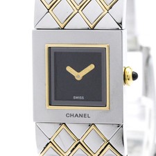 CHANEL Matelasse 18K Gold Steel Quartz Ladies Watch H0475 Polished BF592947